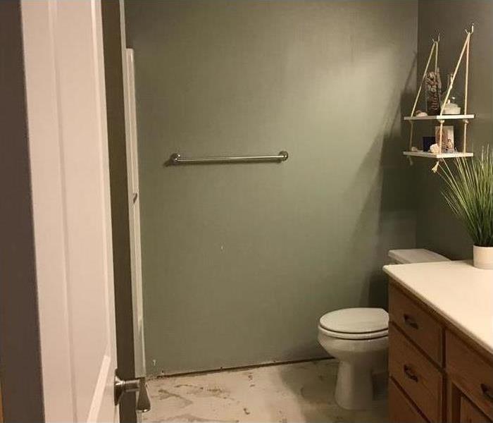 Bathroom with water damage.